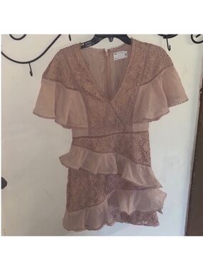 ASOS Design Tiered Ruffle Dress Light Pink Size 6